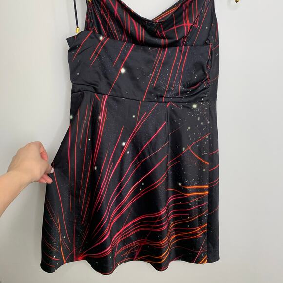 Retrofete Ariella Silk-blend Mini Dress In Black Fireworks Womens Medium - Picture 11 of 16